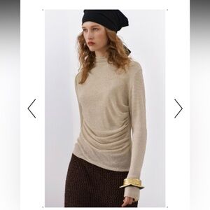 Zara Cream / tan Cowl Neck Sweater